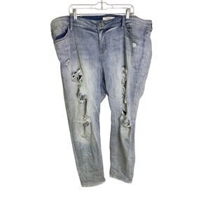Torrid Women’s Plus Size 24 Skinny Jeans Distressed Ripped Light Wash Denim